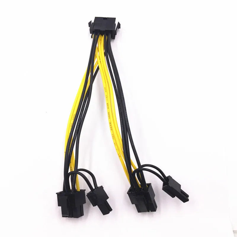 21cm black graphics card power cable with 8PIN female connector splitting to two 8PIN male connectors