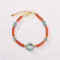 Adjustable South Red Agate women's bracelet with auspicious patterns and safety buckle clasp
