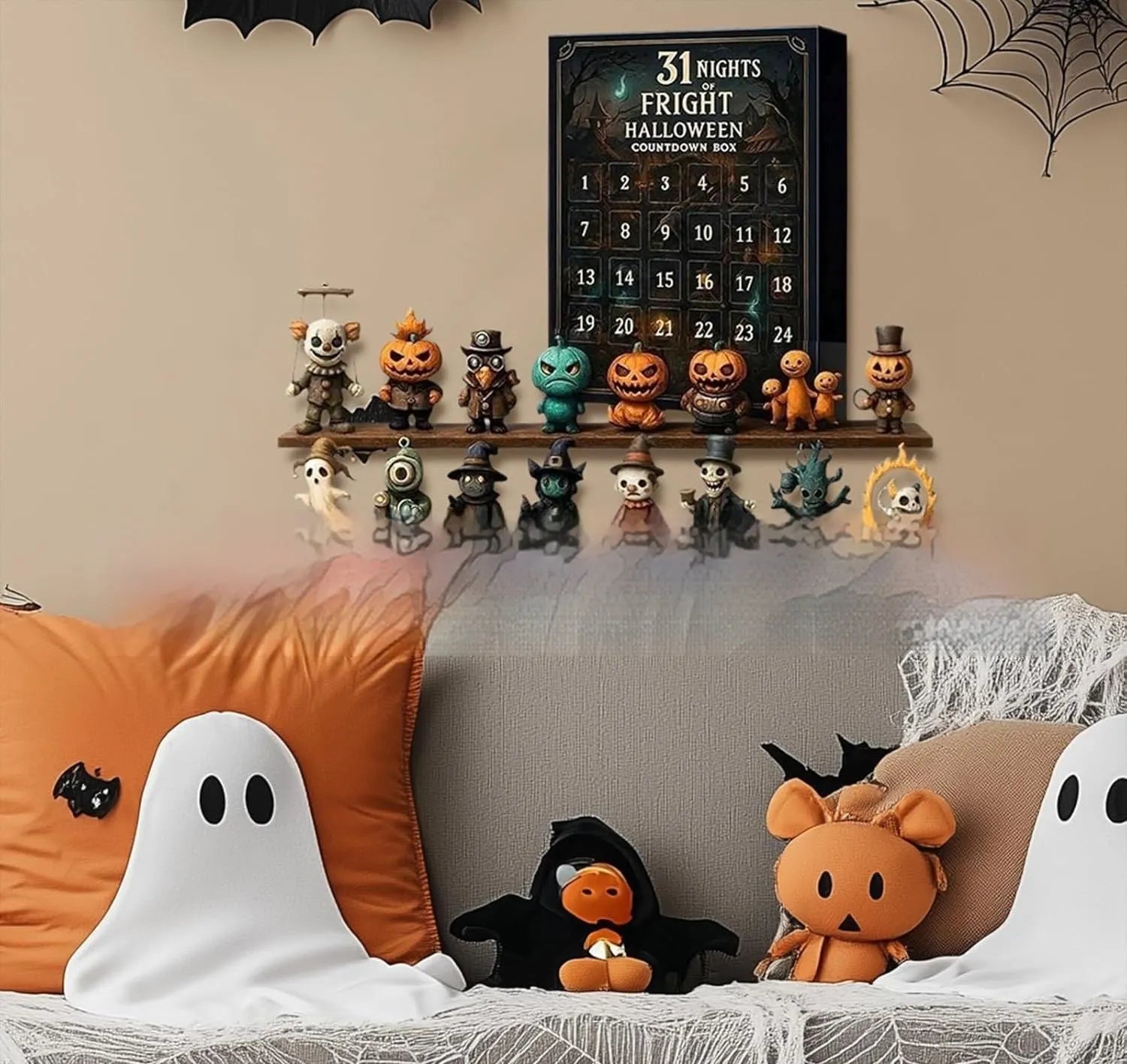 Halloween horror countdown blind box with resin doll figures for advent calendar display