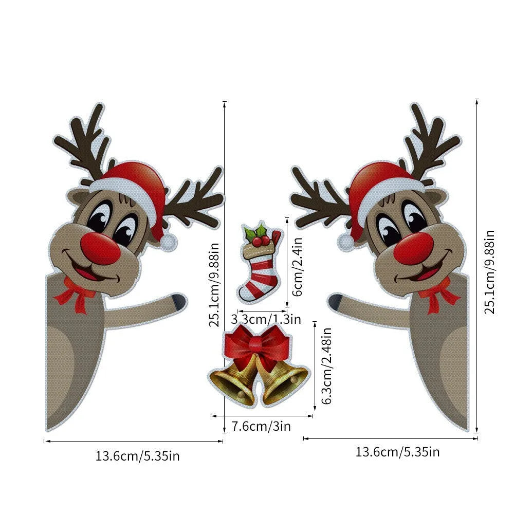 Christmas elk bell cartoon design magnetic bumper stickers with luminous reflective surface