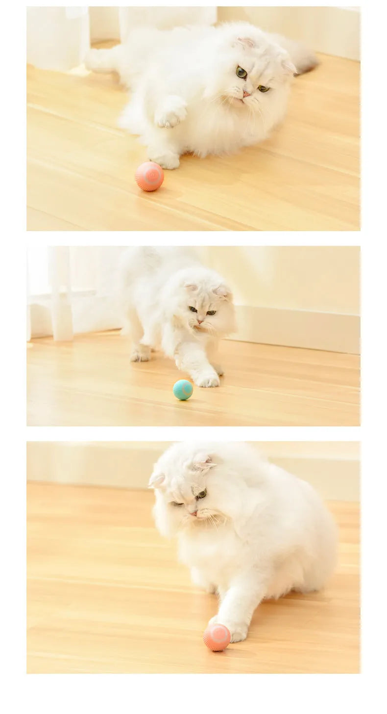 Small green plastic interactive rolling ball toy for cats with intelligent obstacle avoidance technology