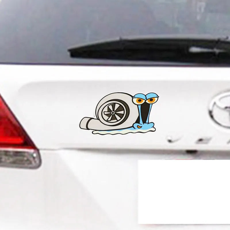 White snail cartoon design reflective car sticker measuring 12cm by 8cm on reflective film