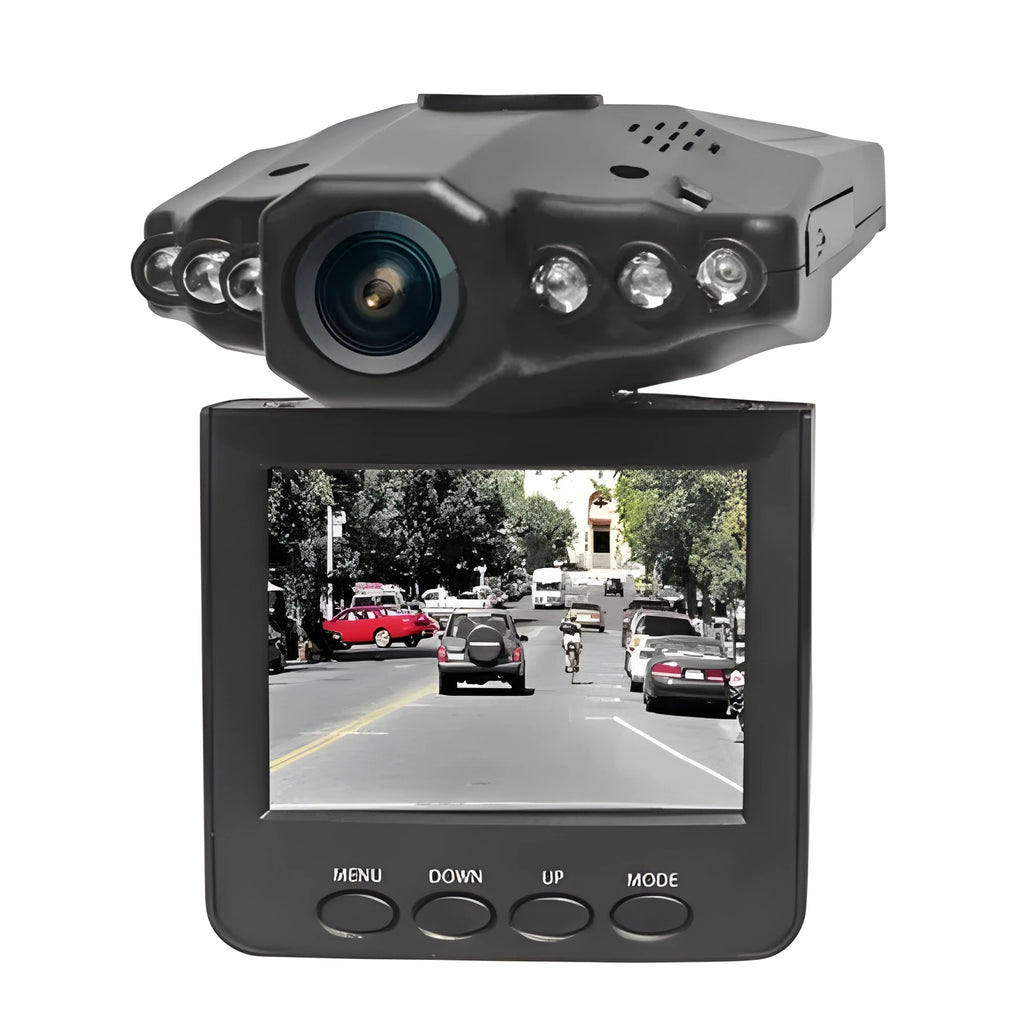 H198 car DVR dash cam with 2.4-inch screen shown in its packaging.