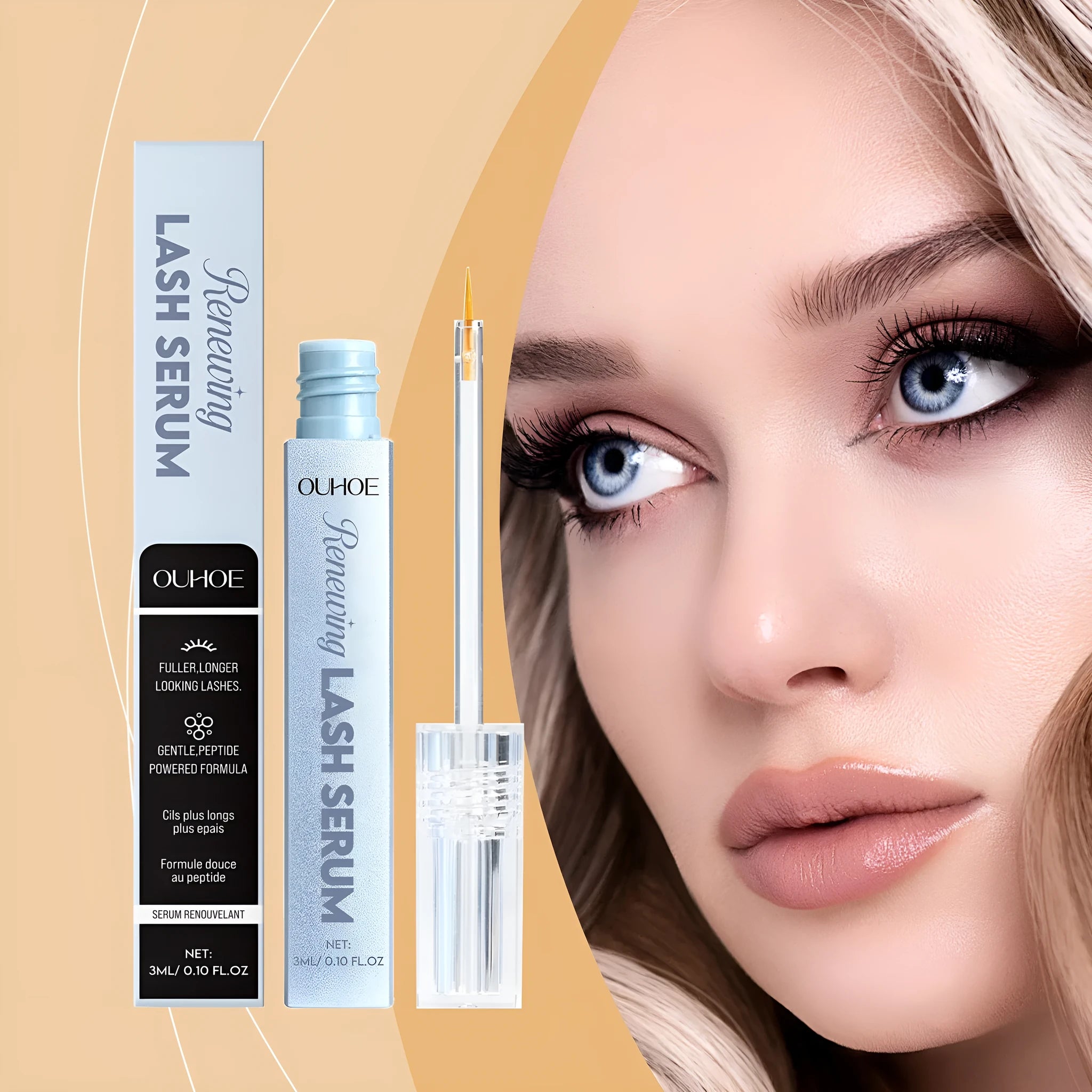 Nourish Liquid of Eyelash serum bottle with 3ML capacity containing Glycerol and peptide formula