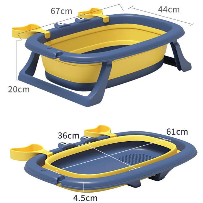 Blue foldable pet bathing tub for small animals with collapsible design