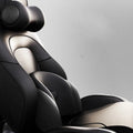 Car electric massage cushion with memory cotton headrest in black colour on car seat