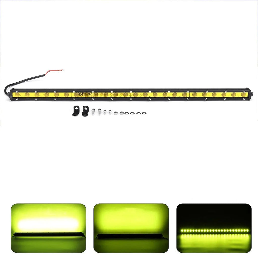 25-inch single row LED light bar for cars with aluminium housing and mounting brackets