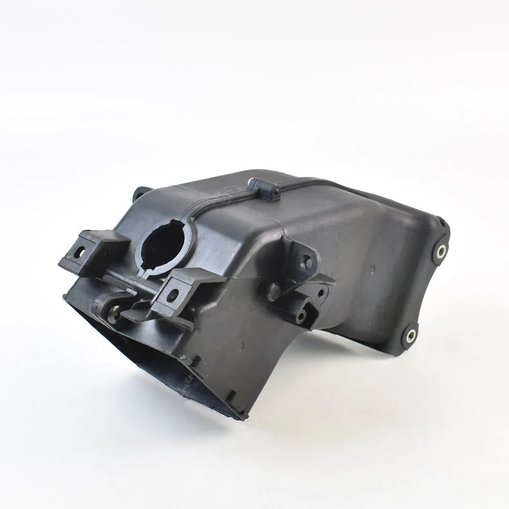 Black motorcycle ventilation intake pipe for Yamaha bikes, showing its shape and size.