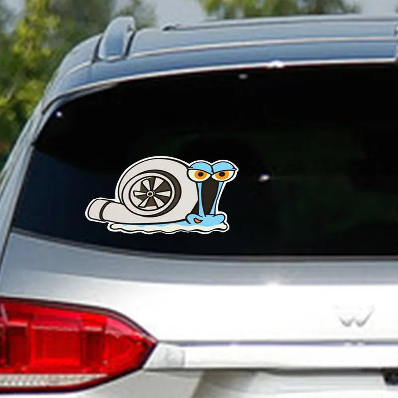 White snail cartoon design reflective car sticker measuring 12cm by 8cm on reflective film