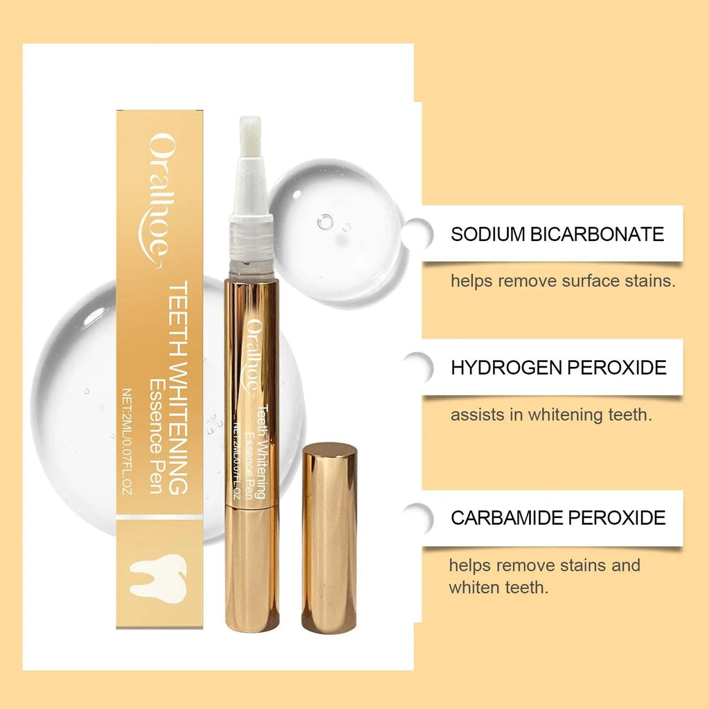 Portable toothbrush pen for stain removal with 2ml capacity and hydrogen peroxide formula