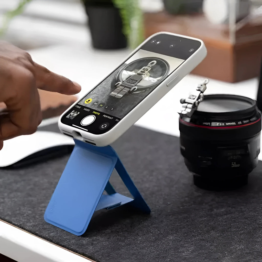Slim magnetic mobile phone holder and case in black, showing dimensions of 96.5mm by 63.5mm.