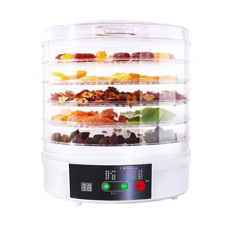 Household fruit dehydrator food dryer with multiple shelf layers and UK plug