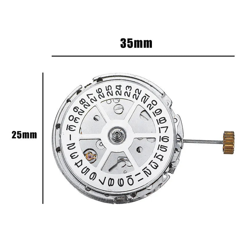 8215 automatic watch movement replacement with silver stainless steel construction and 25mm diameter