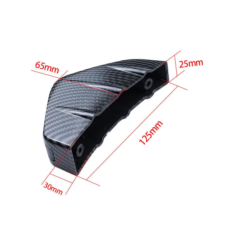 Black triangular car rear spoiler made from ABS plastic, 15cm long, with mounting screws and adhesive