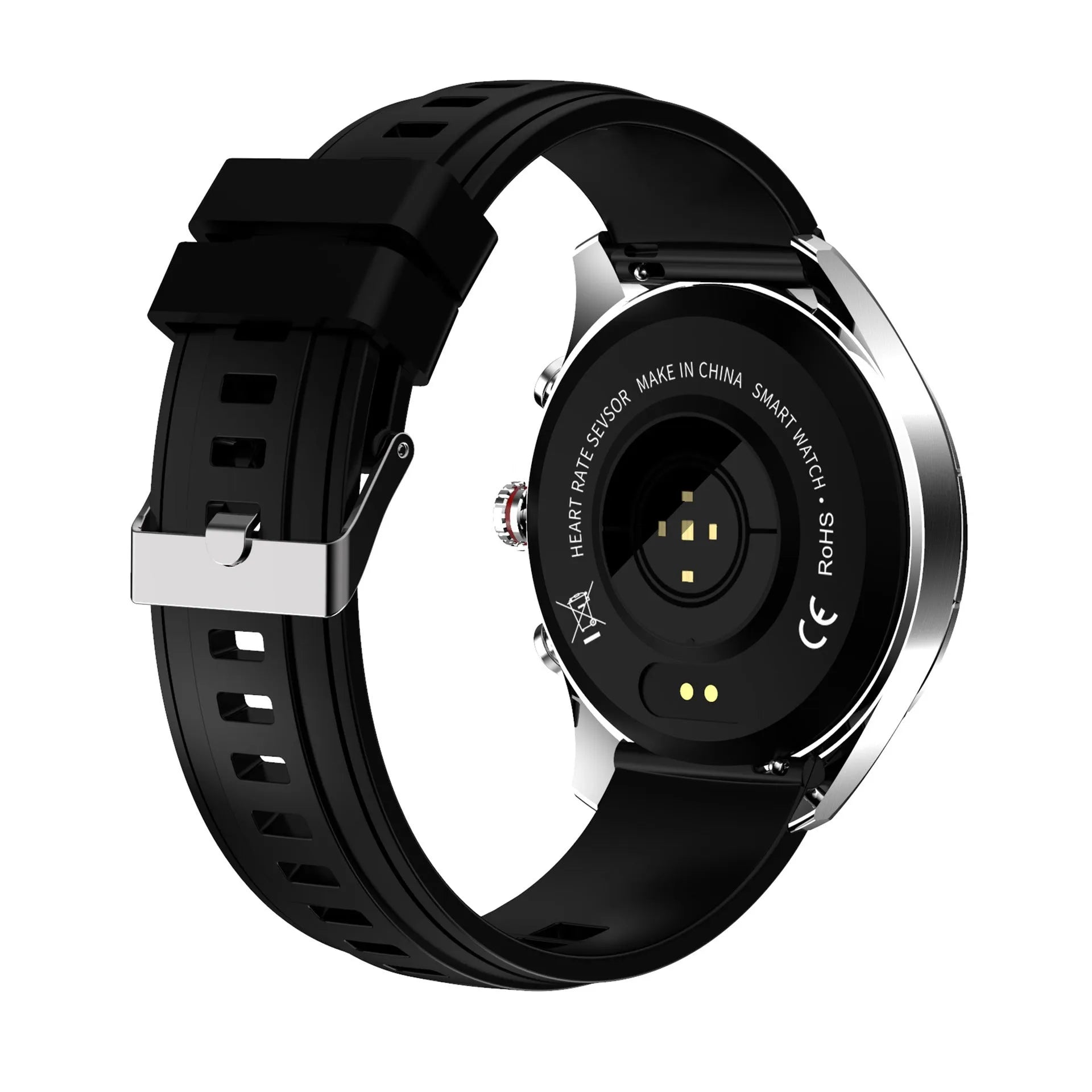 Men's smart bracelet watch with zinc alloy screen and silicone band in black, blue, or grey