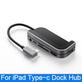 Silver aluminium grey 6-in-1 USB-C docking station and hub for iPad Pro tablets