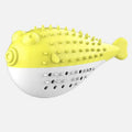 Silicone fish-shaped cat chew toy for grabbing and chewing, measuring 12.2cm long, in blue, green, pink or yellow