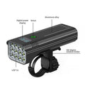 Black KX12DF digital display bicycle headlight with aluminium alloy barrel on a 360-degree rotating bracket.