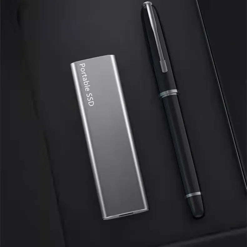 Ultra-thin mobile SSD external hard drive with metal shell in red, black, blue, or silver interface options
