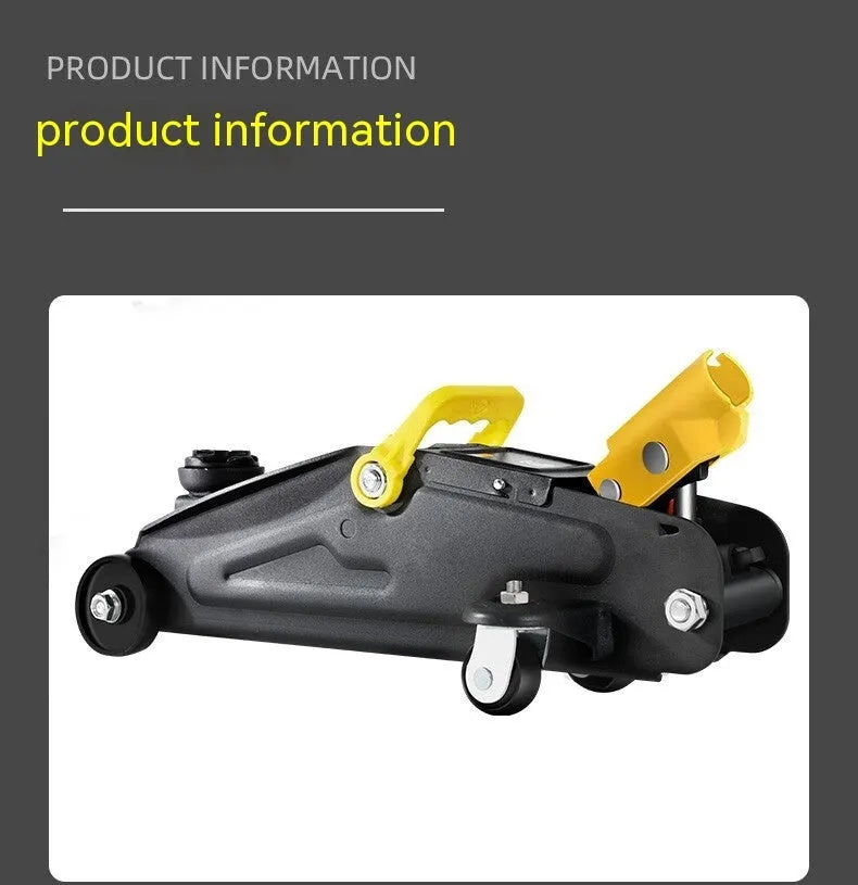 Horizontal hydraulic trolley car jack with handle for tyre changes