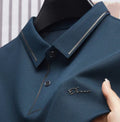 Men's ice silk short sleeve polo shirt in khaki with shirt collar, loose fit summer top