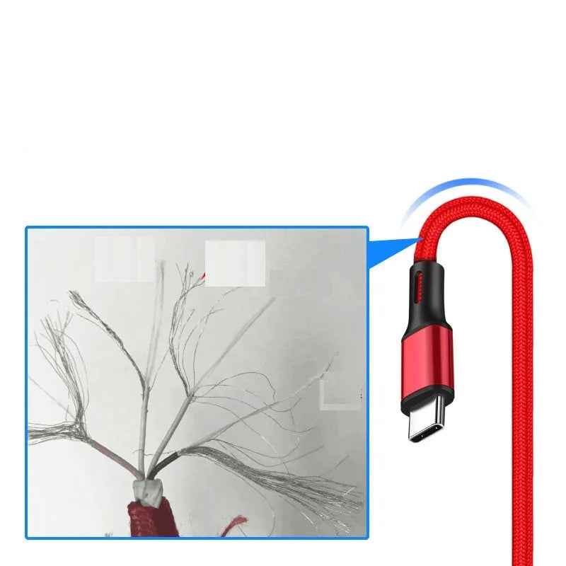 2 metre USB mobile phone charging cable with Apple Lightning and Android Type-C compatibility