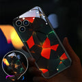 iPhone mobile phone case with illuminated incoming light feature and a transparent toughened glass back.