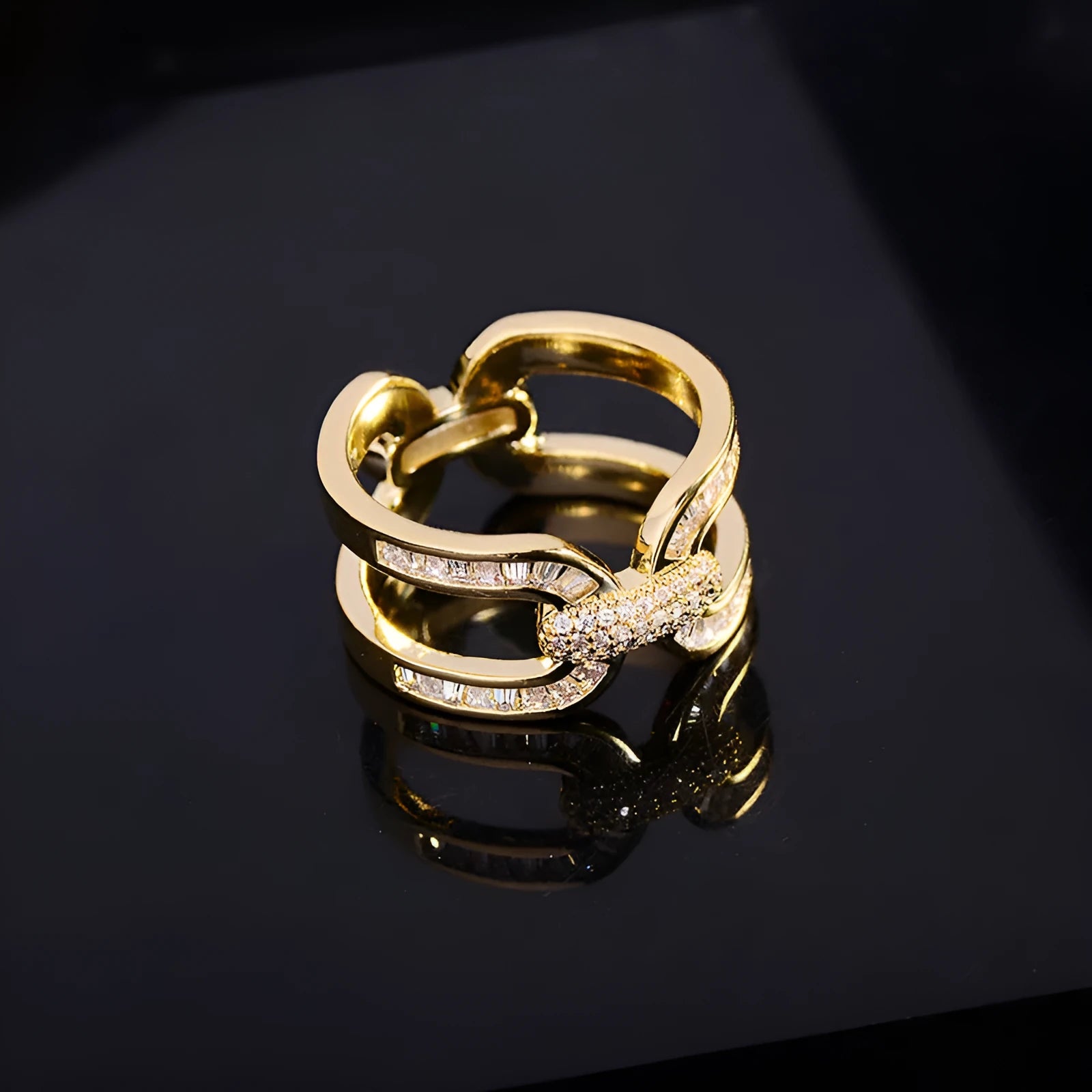 Round copper scarf ring with gold electroplated finish and geometric shape for securing scarves