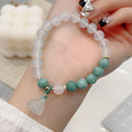 Women's retro Chinese style lotus seedpod bracelet in Burmese jade agate with manual craftsmanship