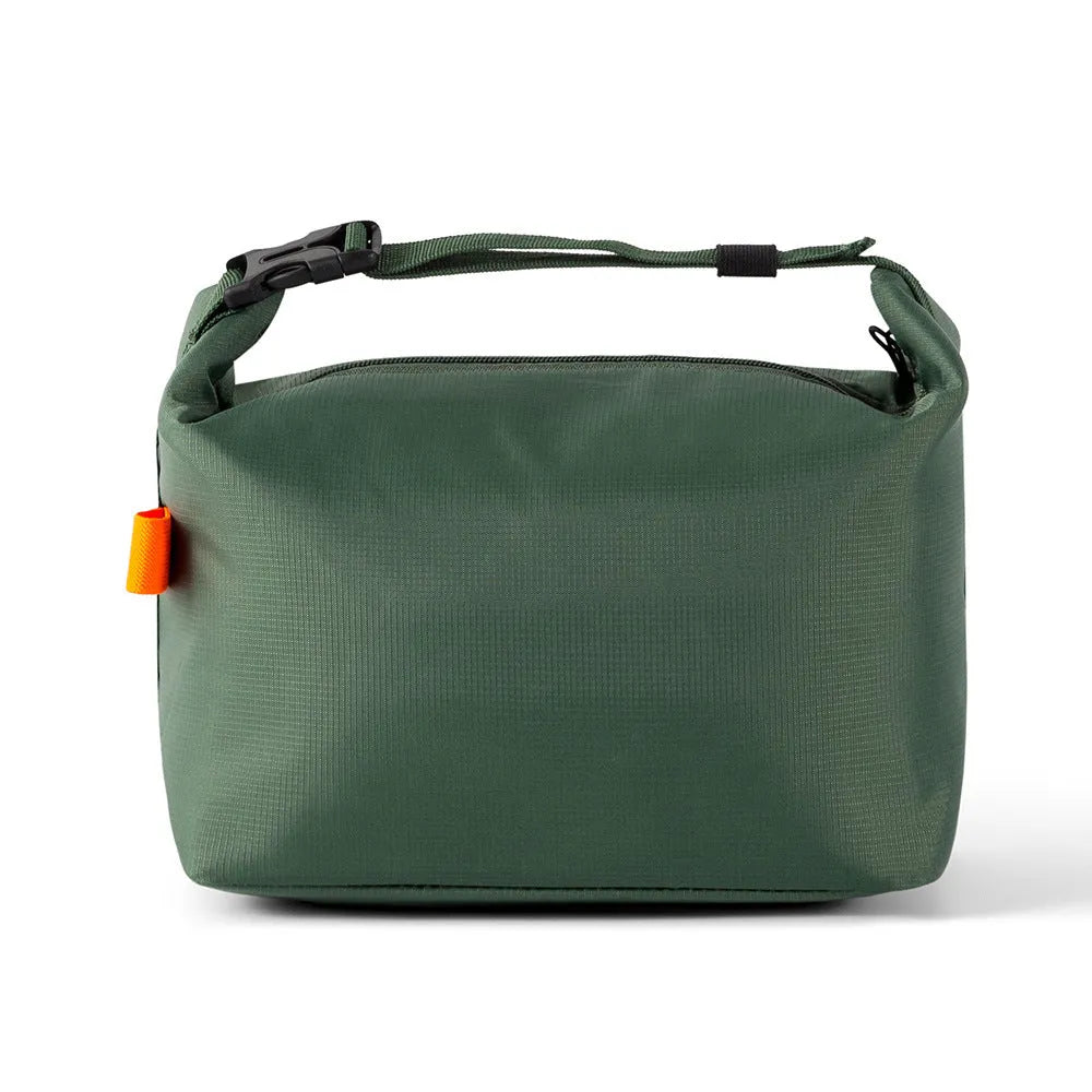 Japanese style insulated food storage bag in Oxford cloth, shown in Army Green colour.