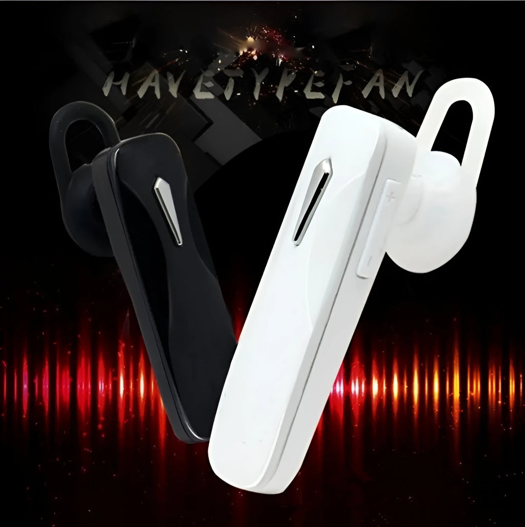 M163 black or white car Bluetooth headset with call and music controls.