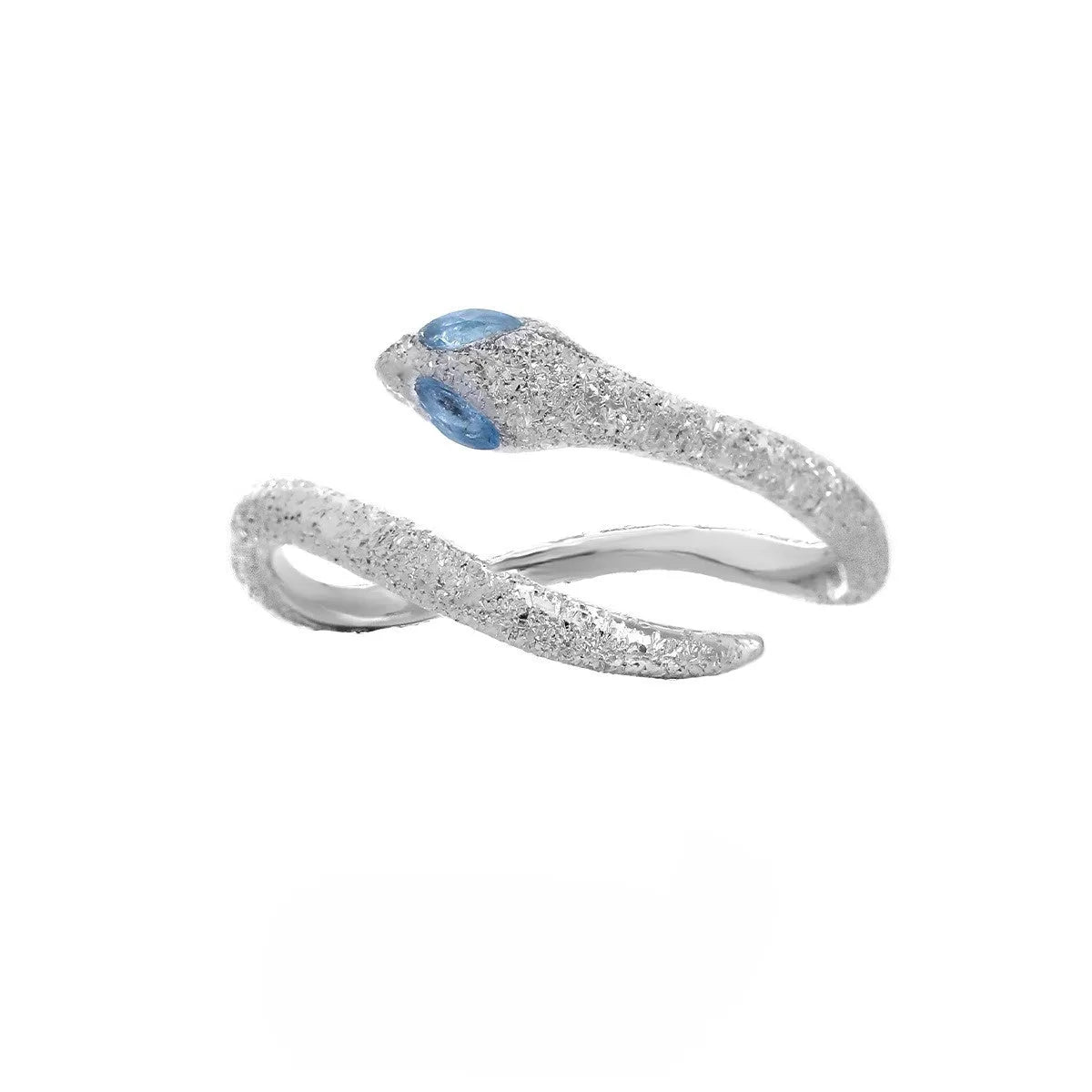 Adjustable opening silver snake ring with electroplated platinum colour finish