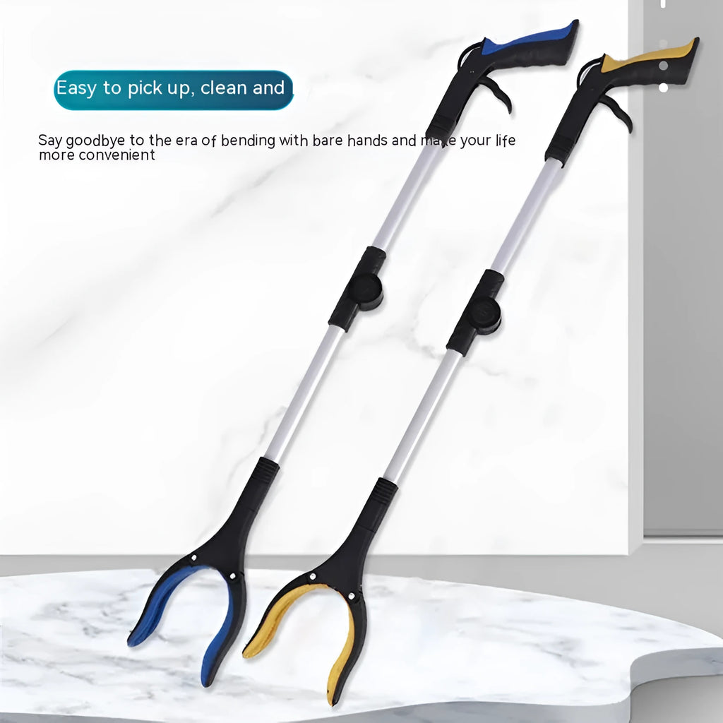 Foldable aluminium garbage clamp with magnet sucker showing blue handle colour