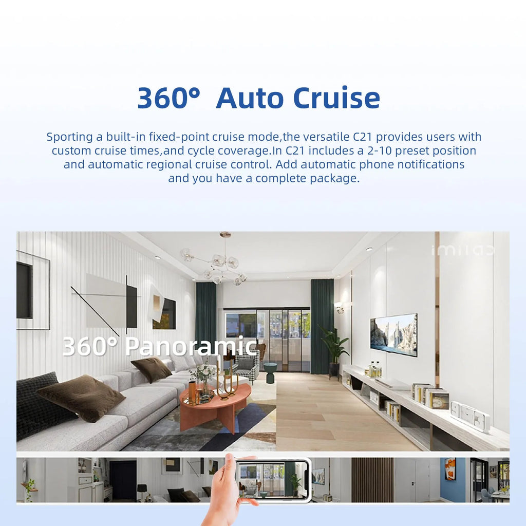 IMILAB C21 white indoor security camera with 2.5K resolution, 360° view and starlight night vision