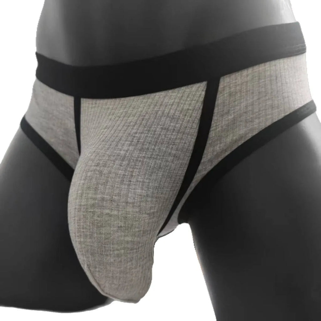 Men's U-shaped big bag briefs in breathable viscose fabric showing low waist design
