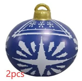 Large 60cm diameter inflatable PVC Christmas ball decoration for outdoor tree hanging