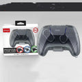 Transparent grey hard plastic game controller storage case with clip closure
