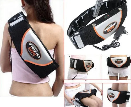 Black massage belt with vibration and heating functions for full body slimming and relaxation