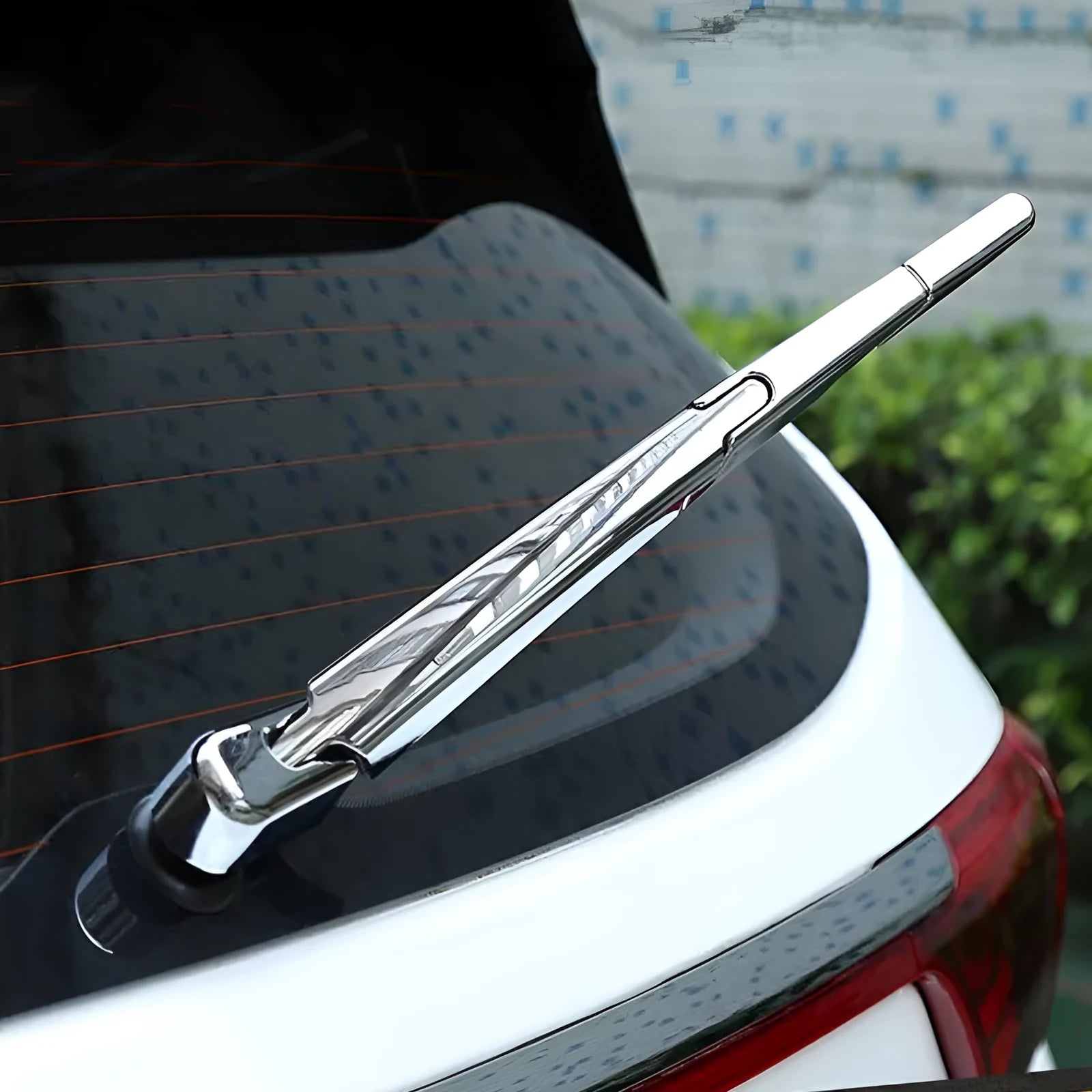 Hyundai 2010 rear window wiper cover trim set, four ABS plastic pieces with silvery finish