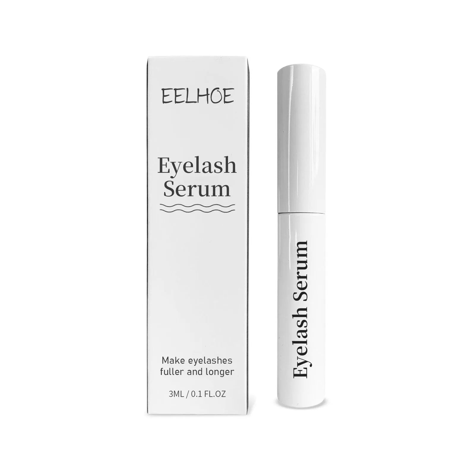 3ml bottle of curly black eyelash essence serum with a brush applicator for lash conditioning.