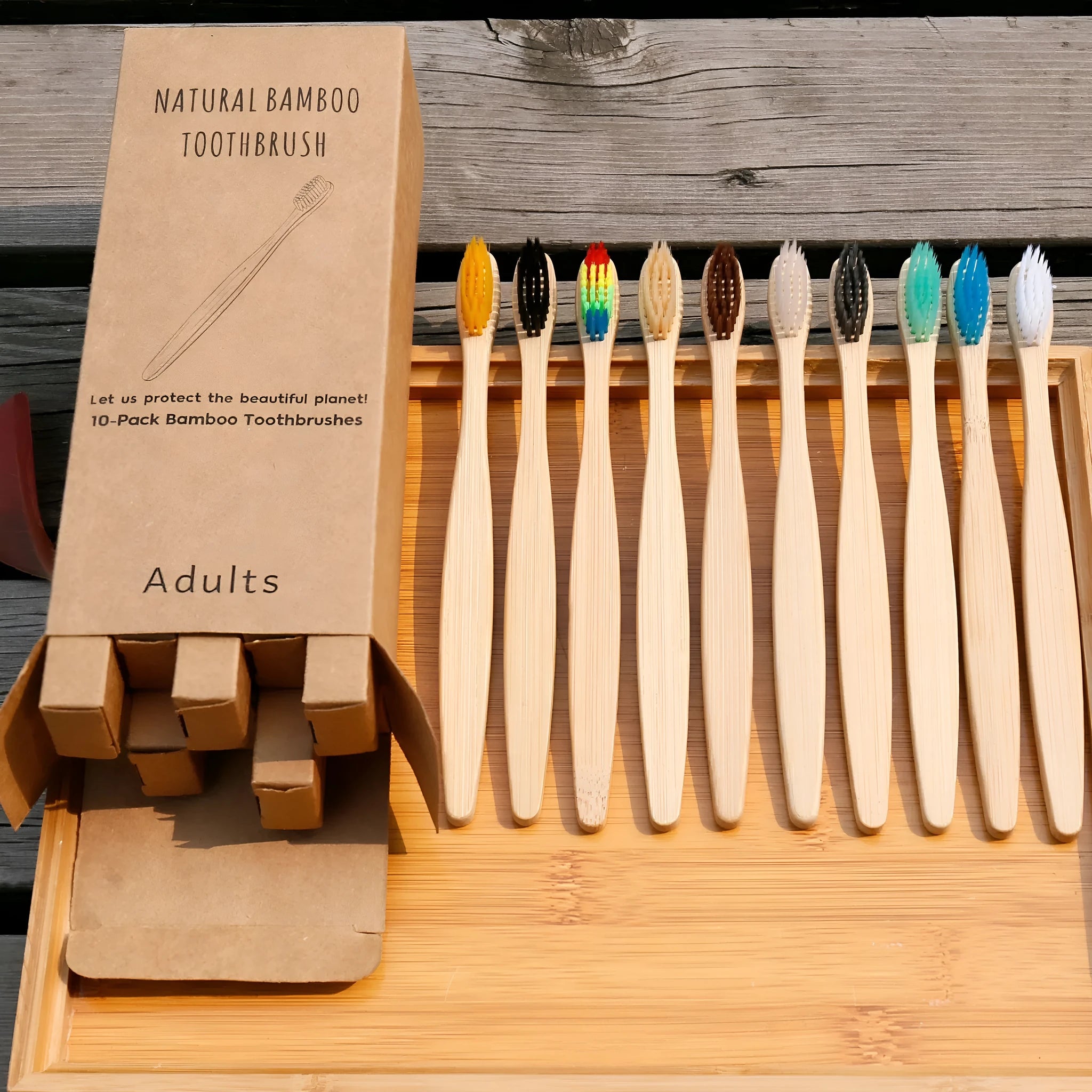 Eco friendly bamboo soft fibre toothbrush with biodegradable handle for adults