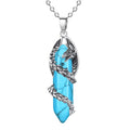 Fashion crystal flying dragon pendant necklace in amethyst colour with polished finish on a chain
