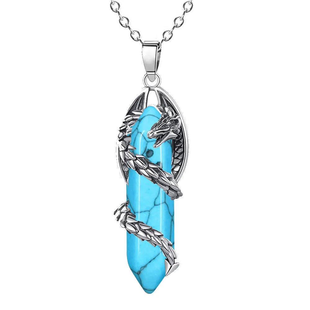 Fashion crystal flying dragon pendant necklace in amethyst colour with polished finish on a chain
