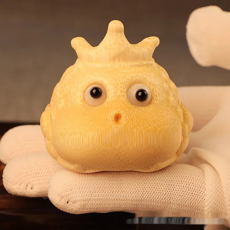 Solid bamboo carving Crown Princess Toad ornament measuring 5.0cm in cute style