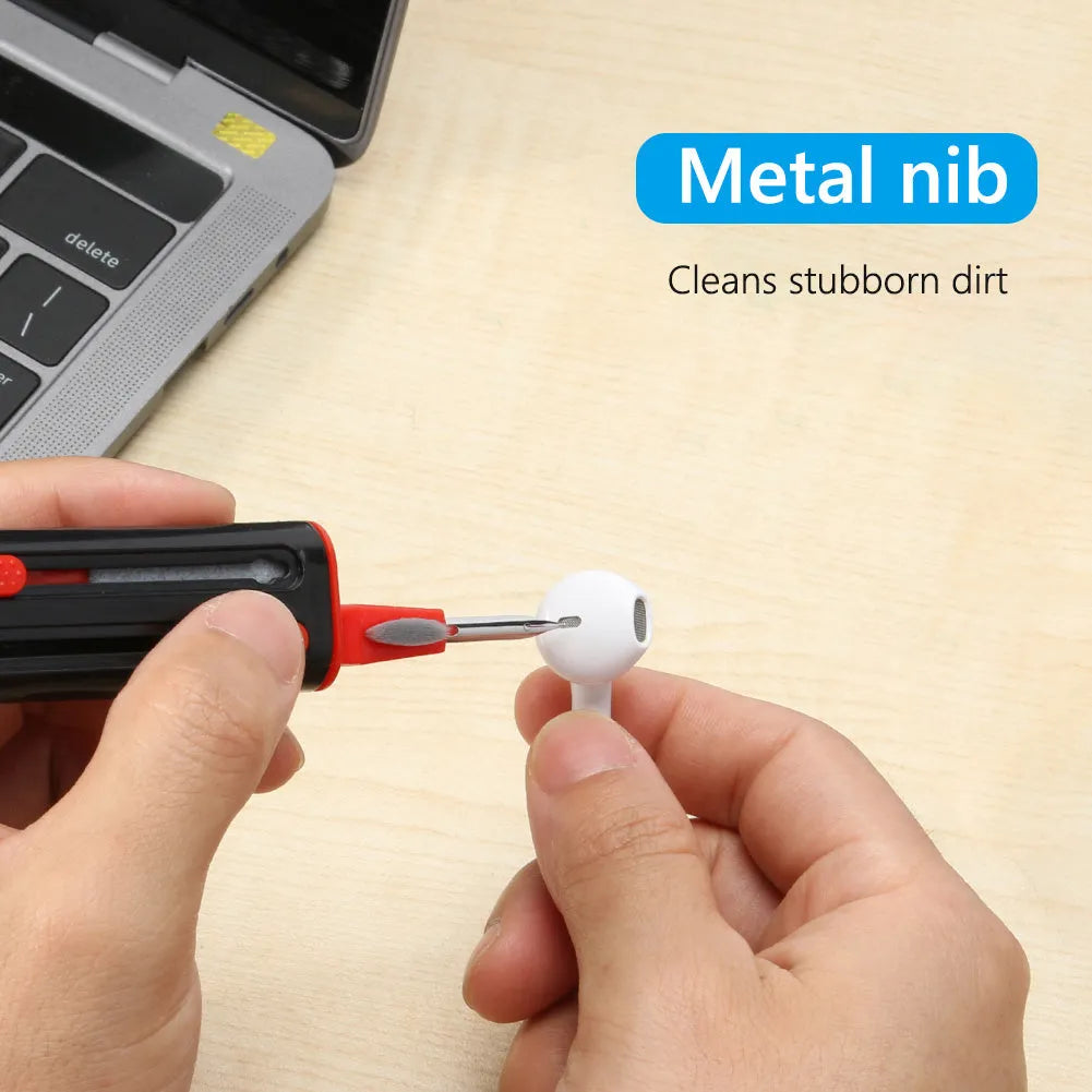 Multi-tool electronic cleaner pen with four cleaning heads for AirPods and Bluetooth earphones