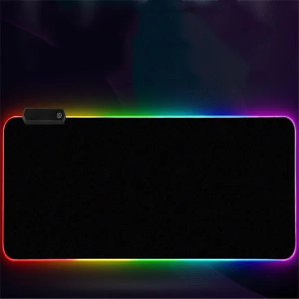 RGB illuminated mouse pad with non-slip rubber base and cloth surface in black