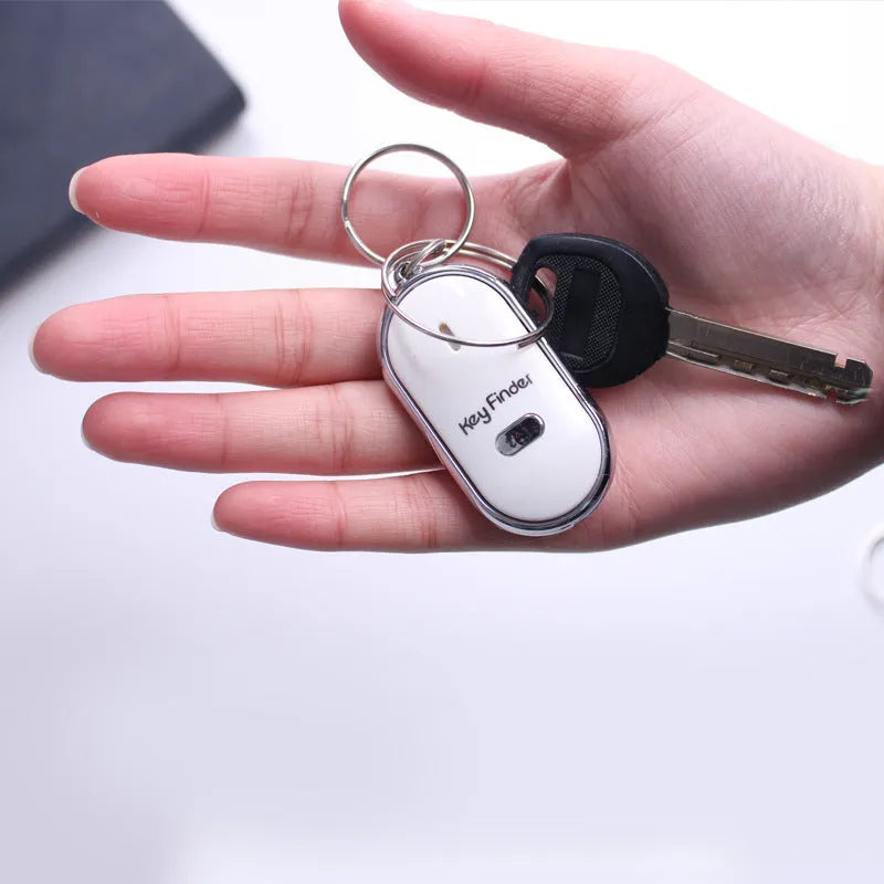 Plastic LED whistle control induction key ring key finder in compact 2.5cm x 8cm size for anti-lost use