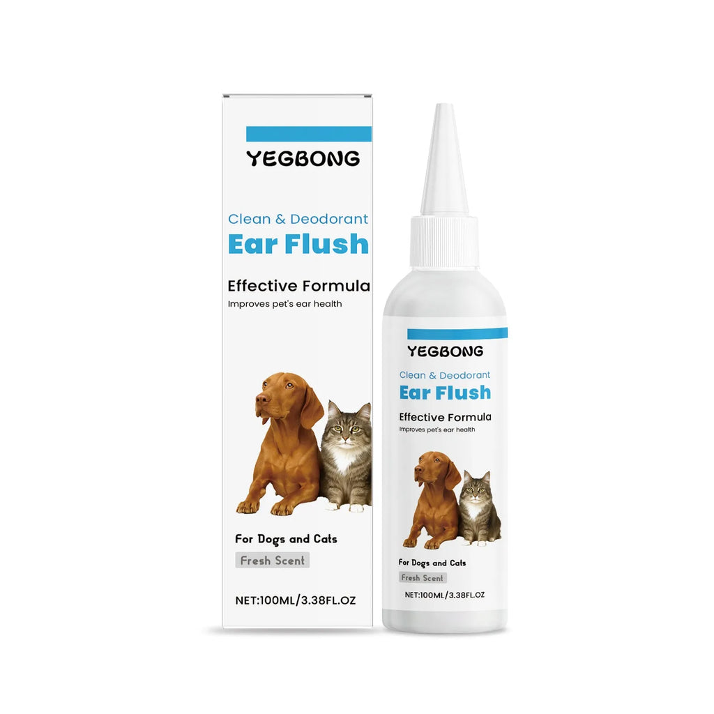 100ml bottle of cat and dog ear cleaner solution for gentle earwax removal.
