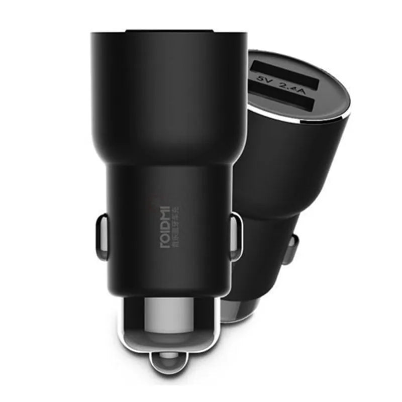 Black Ruimi 3S car USB charger for mobile phones and tablets.