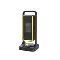 Black compact PTC ceramic desktop personal heater with control knob.